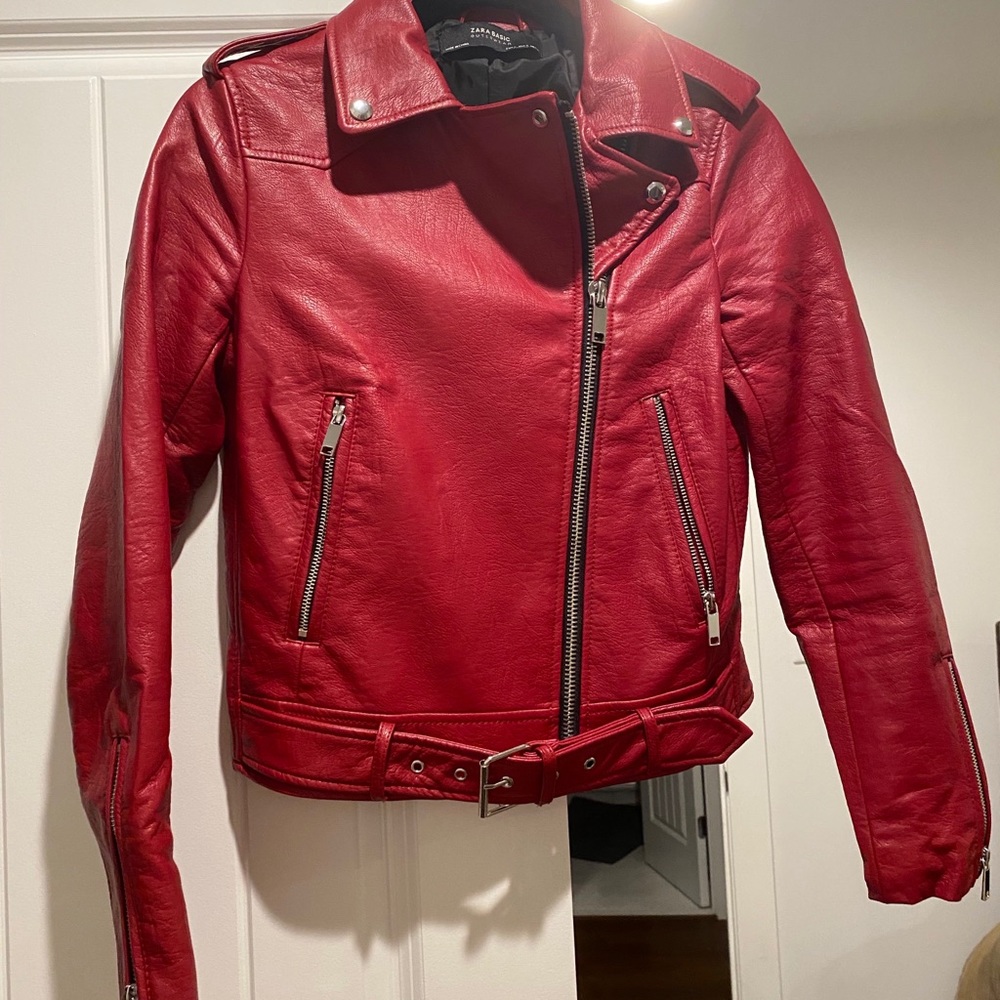 Red leather jacket